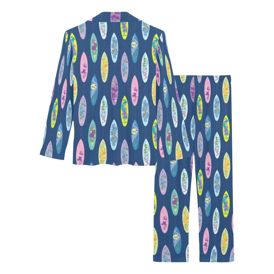 Surfboard Pattern Print Design 03 Women's Long Pajama Set