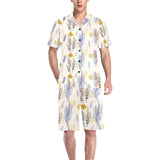Lavender modern pattern blackground Men's V-Neck Short Pajama Set