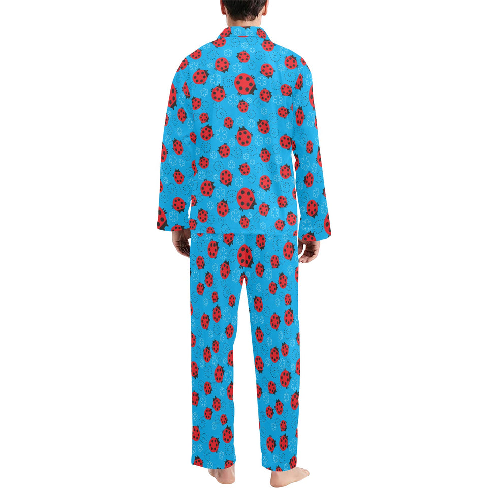 Ladybug Pattern Print Design 02 Men's Long Pajama Set