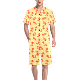 Goldfish Pattern Print Design 02 Men's V-Neck Short Pajama Set