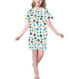 Math Pattern Print Design 05 Kids' Boys' Girls' V-Neck Short Pajama Set