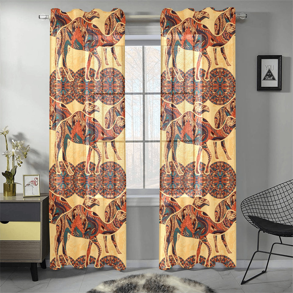 Camel polynesian tribal design pattern Gauze Curtain