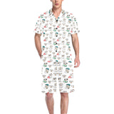 English Bulldog Pattern Print Design 03 Men's V-Neck Short Pajama Set