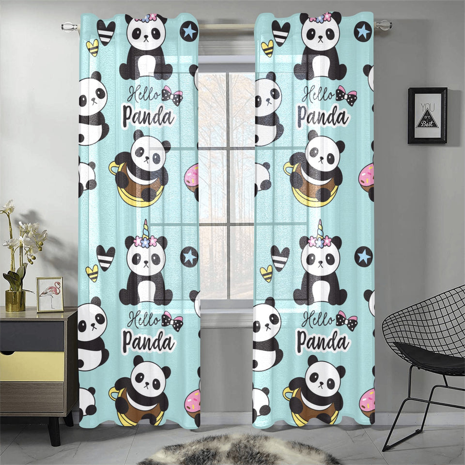 Cute baby panda pattern Gauze Curtain