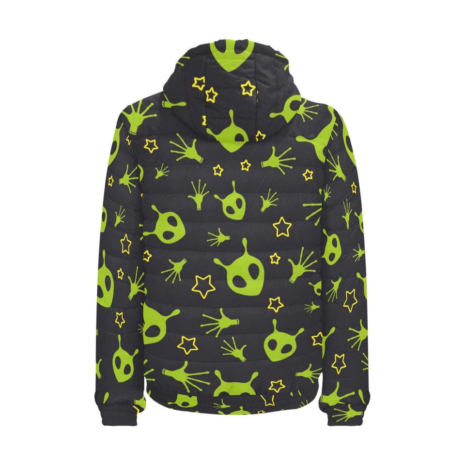Alien Pattern Print Design 02 Men's Padded Hooded Jacket