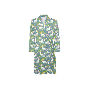 Pelican Pattern Print Design 04 Men's Long Sleeve Belted Night Robe