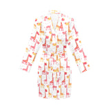 Giraffe Pattern Print Design 03 Women's Long Sleeve Belted Night Robe