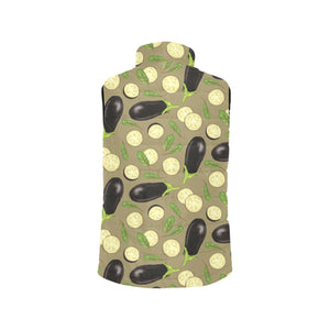 Eggplant Pattern Print Design 02 Men's Padded Vest