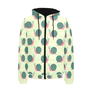 Snail Pattern Print Design 04 Men's Padded Hooded Jacket