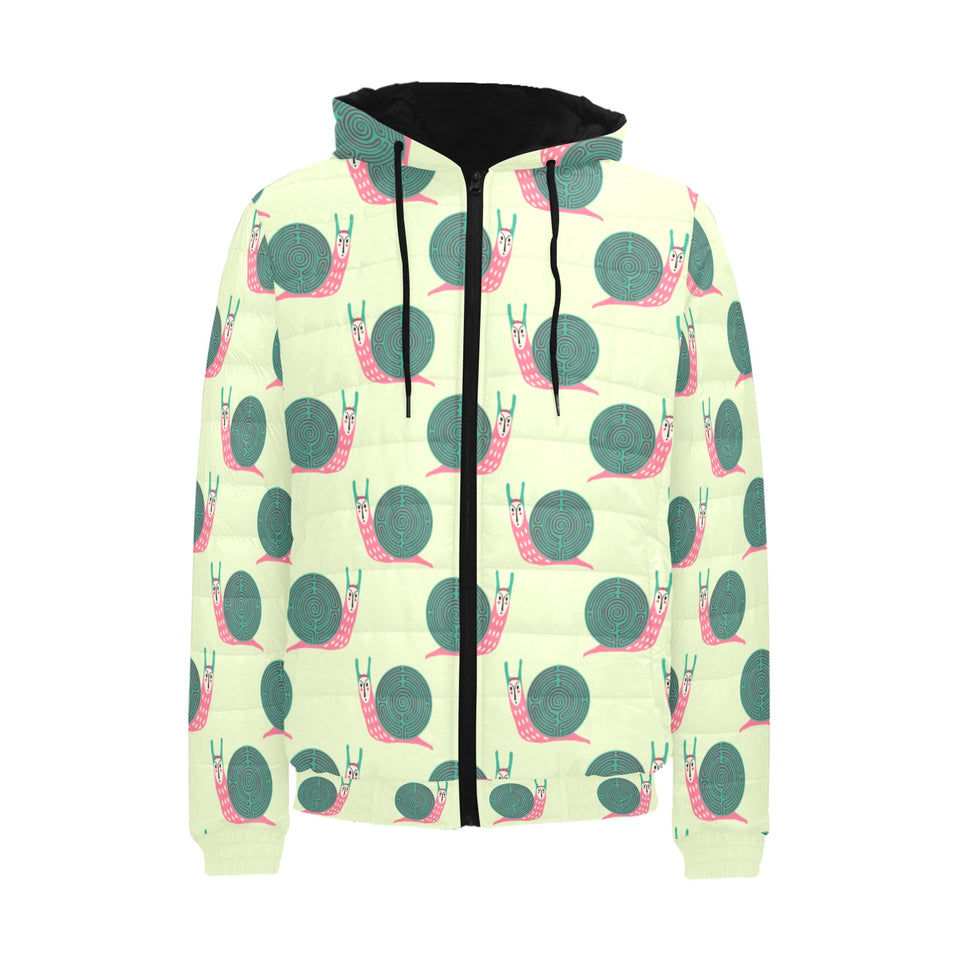 Snail Pattern Print Design 04 Men's Padded Hooded Jacket