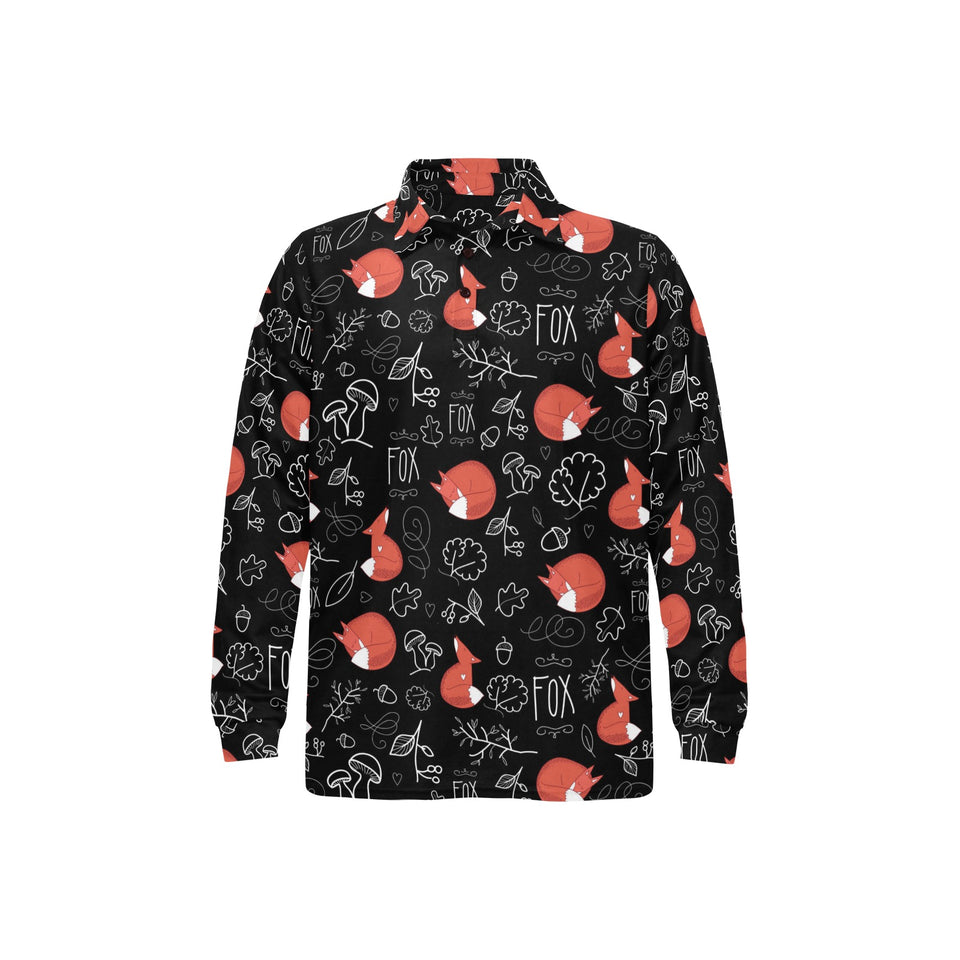 fox sleeping fox pattern Men's Long Sleeve Polo Shirt