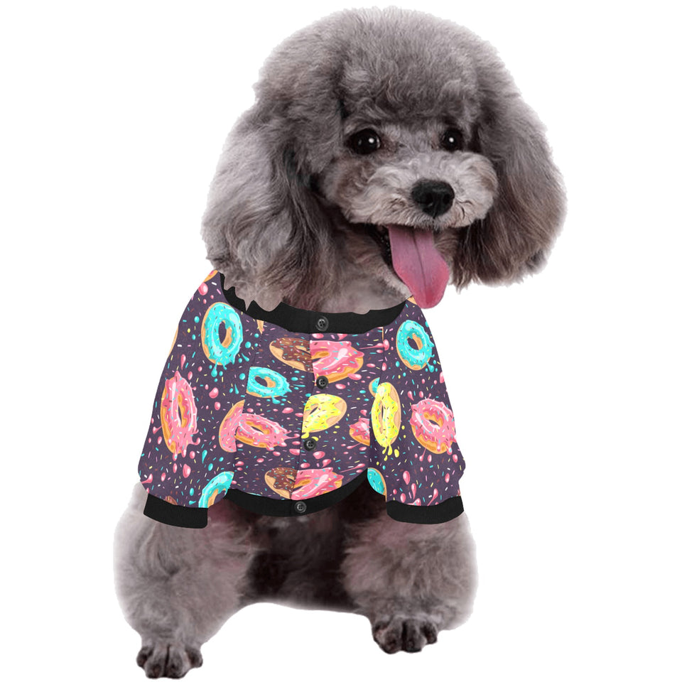 Colorful donut glaze pattern All Over Print Pet Dog Round Neck Fuzzy Shirt