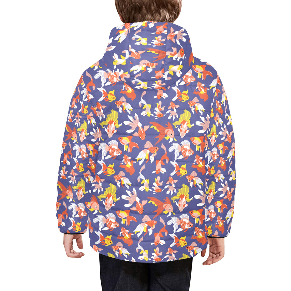 Goldfish Pattern Print Design 04 Kids' Boys' Girls' Padded Hooded Jacket