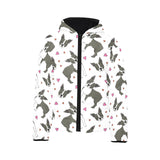Boston terrier dog hearts vector pattern Kids' Boys' Girls' Padded Hooded Jacket