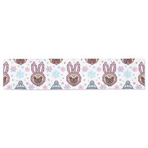 Cute pug hat rabbit costume pattern Table Runner