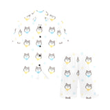 Cute Siberian Husky pattern Men's V-Neck Short Pajama Set