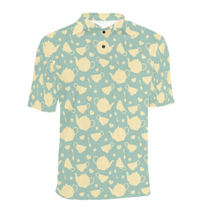 Tea pots Pattern Print Design 02 Men's All Over Print Polo Shirt
