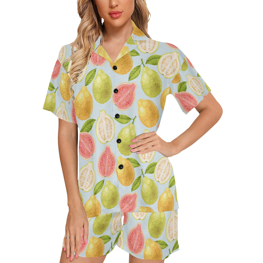 Guava design pattern Women's V-Neck Short Pajama Set