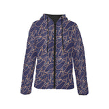 Eggplant Pattern Print Design 04 Women's Padded Hooded Jacket