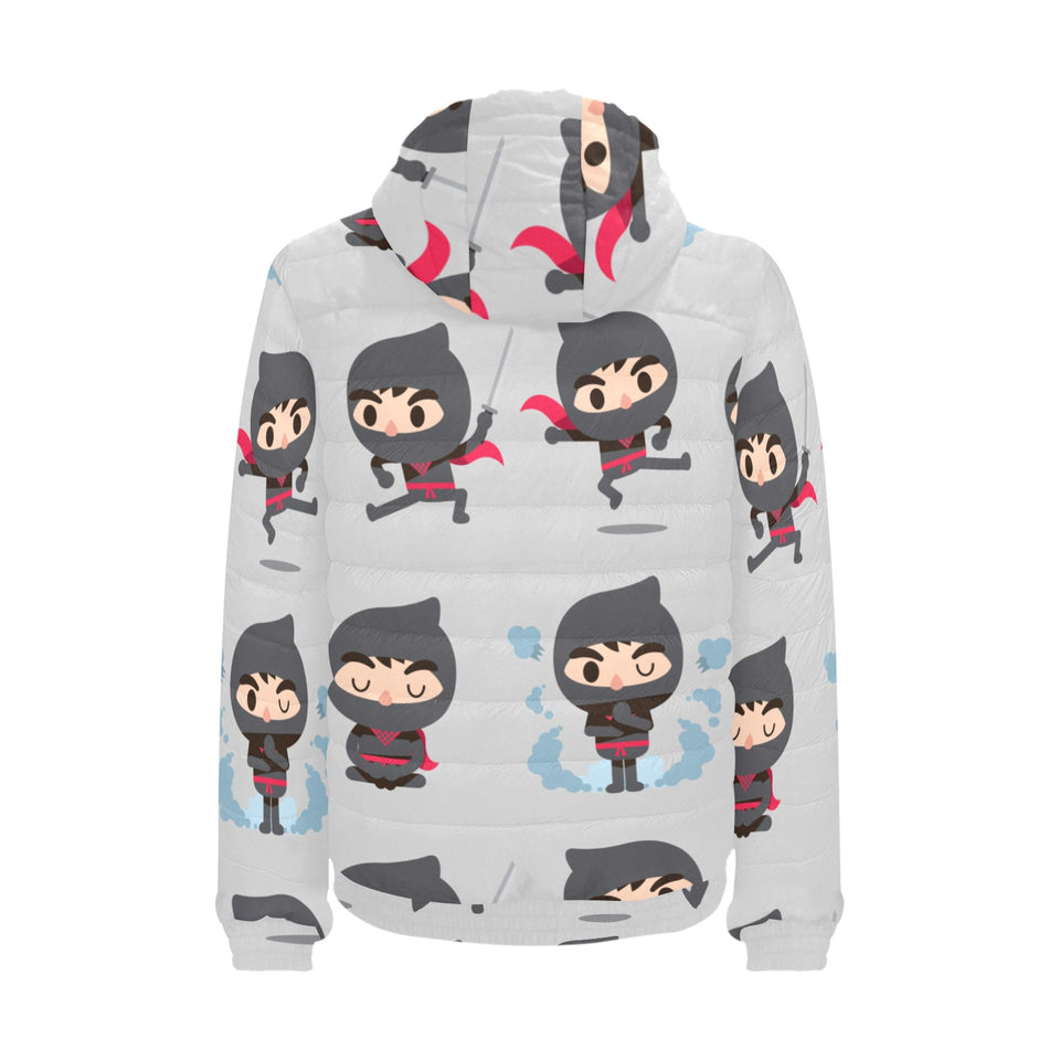 Cute ninja pattern Men's Padded Hooded Jacket