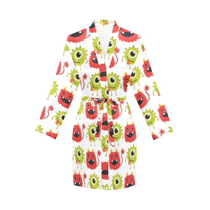 Alien Pattern Print Design 05 Women's Long Sleeve Belted Night Robe