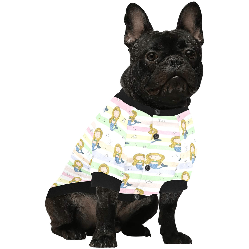 Cute hand drawn mermaid All Over Print Pet Dog Round Neck Fuzzy Shirt