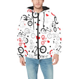 Bicycle Pattern Print Design 04 Men's Padded Hooded Jacket