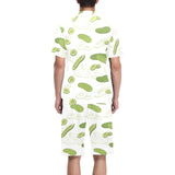 Cucumber sketch pattern Men's V-Neck Short Pajama Set