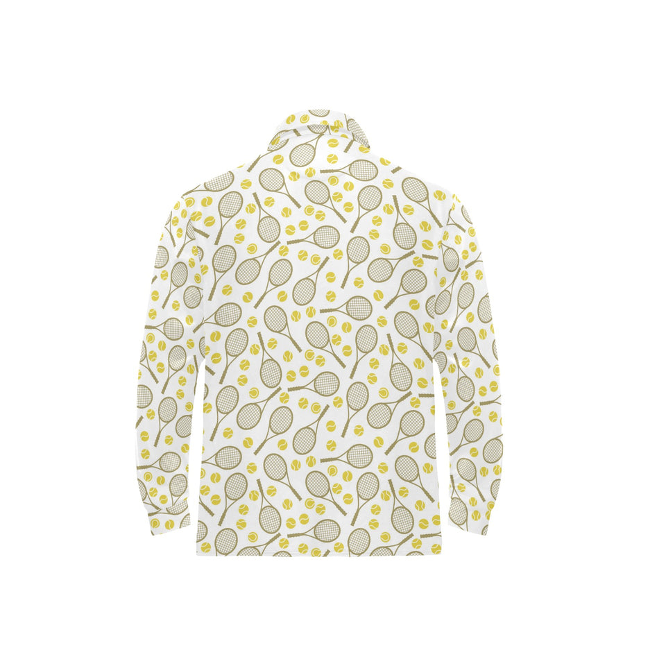 Tennis Pattern Print Design 02 Men's Long Sleeve Polo Shirt
