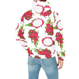 dragon fruits white background Men's Padded Hooded Jacket