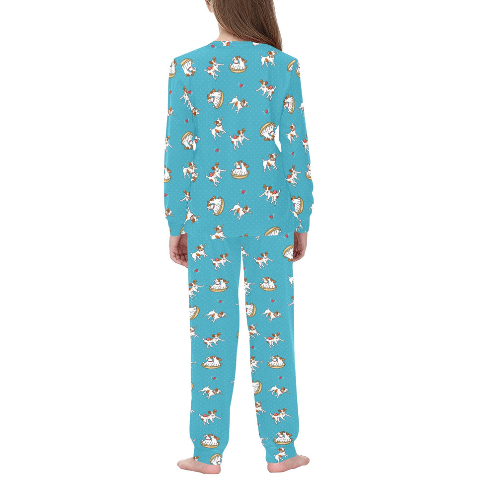 Jack Russel Pattern Print Design 03 Kids' Boys' Girls' All Over Print Pajama Set