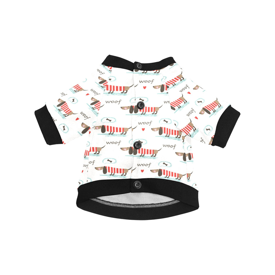 Cute dachshund bone pattern All Over Print Pet Dog Round Neck Fuzzy Shirt