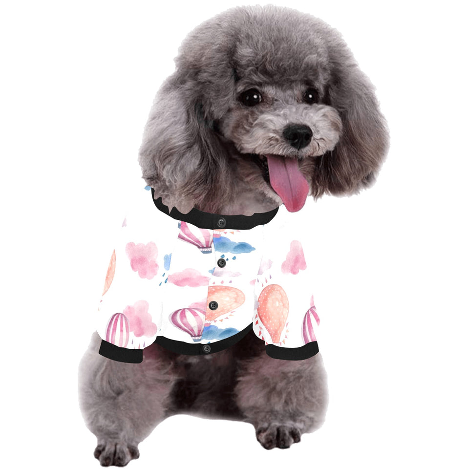 Watercolor air balloon cloud pattern All Over Print Pet Dog Round Neck Fuzzy Shirt