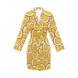 Passion fruits slice pattern Women's Long Sleeve Belted Night Robe
