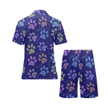 Dog Paws Pattern Print Design 02 Men's V-Neck Short Pajama Set