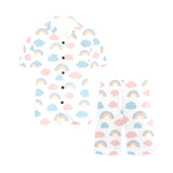 Cute rainbow clound pattern Men's V-Neck Short Pajama Set