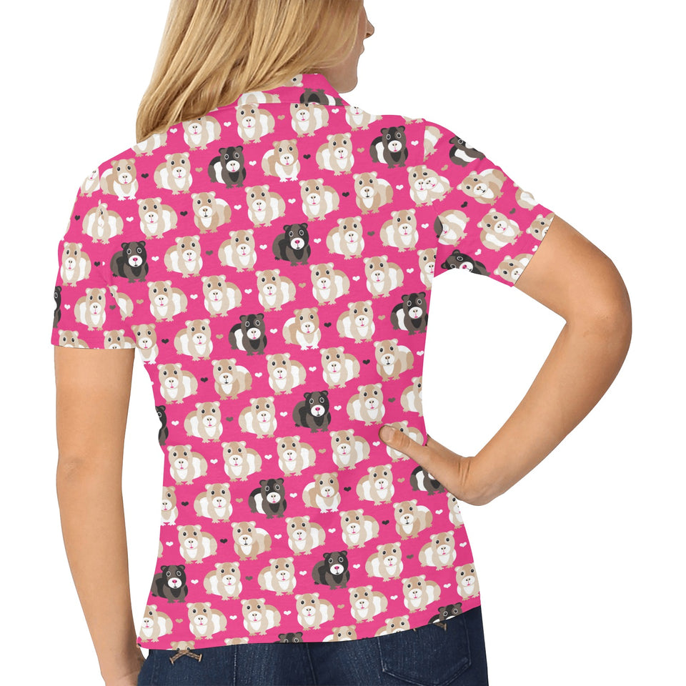 Guinea Pig Pattern Print Design 01 Women's All Over Print Polo Shirt