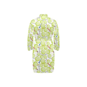 Tennis Pattern Print Design 01 Men's Long Sleeve Belted Night Robe