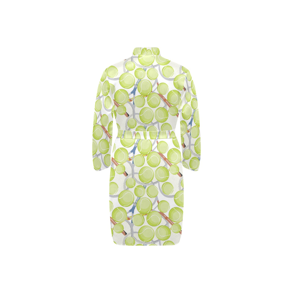 Tennis Pattern Print Design 01 Men's Long Sleeve Belted Night Robe