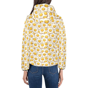 Fried Eggs Pattern Print Design 02 Women's Padded Hooded Jacket