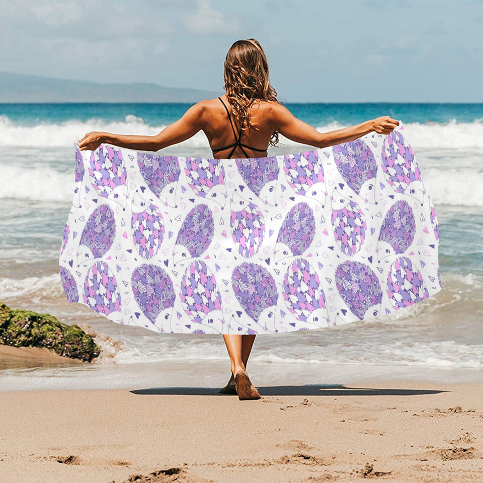 Hedgehog Pattern Print Design 05 Beach Towel
