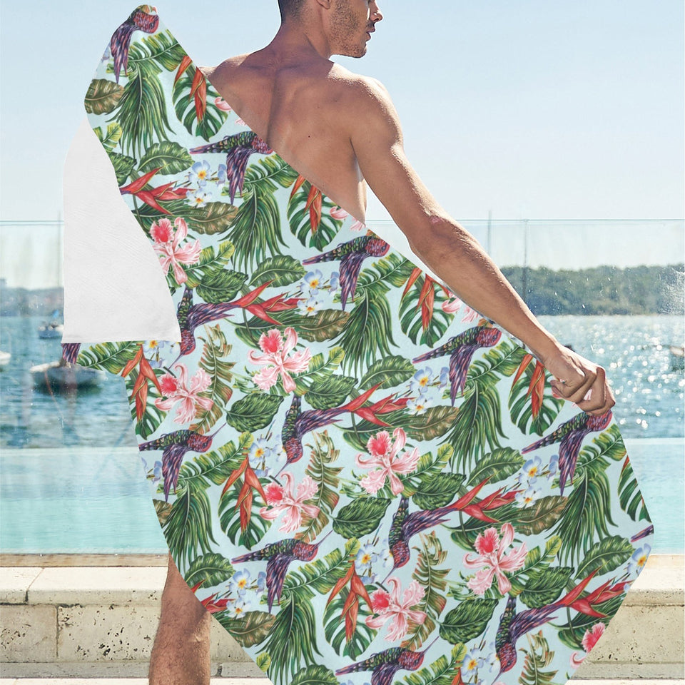 Hummingbird Pattern Print Design 05 Beach Towel