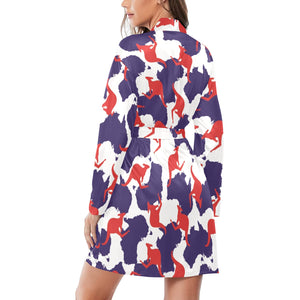 Kangaroo Australian pattern Women's Long Sleeve Belted Night Robe
