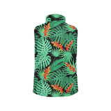 heliconia flower palm monstera leaves black backgr Women's Padded Vest