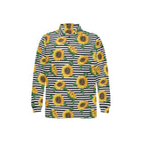 sunflowers ribbon background Men's Long Sleeve Polo Shirt