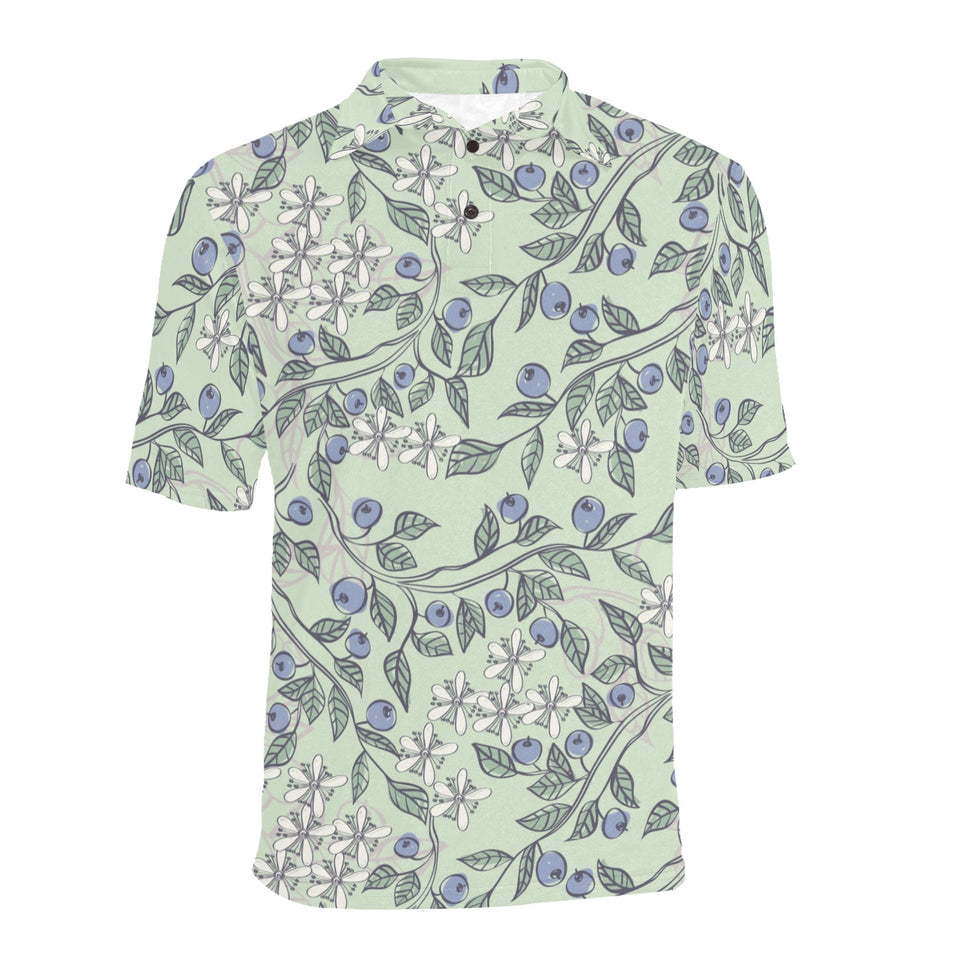 hand drawn blueberry pattern Men's All Over Print Polo Shirt