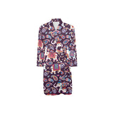Elephant indian style ornament pattern Men's Long Sleeve Belted Night Robe