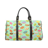 Colorful donut pattern green background Travel Bag