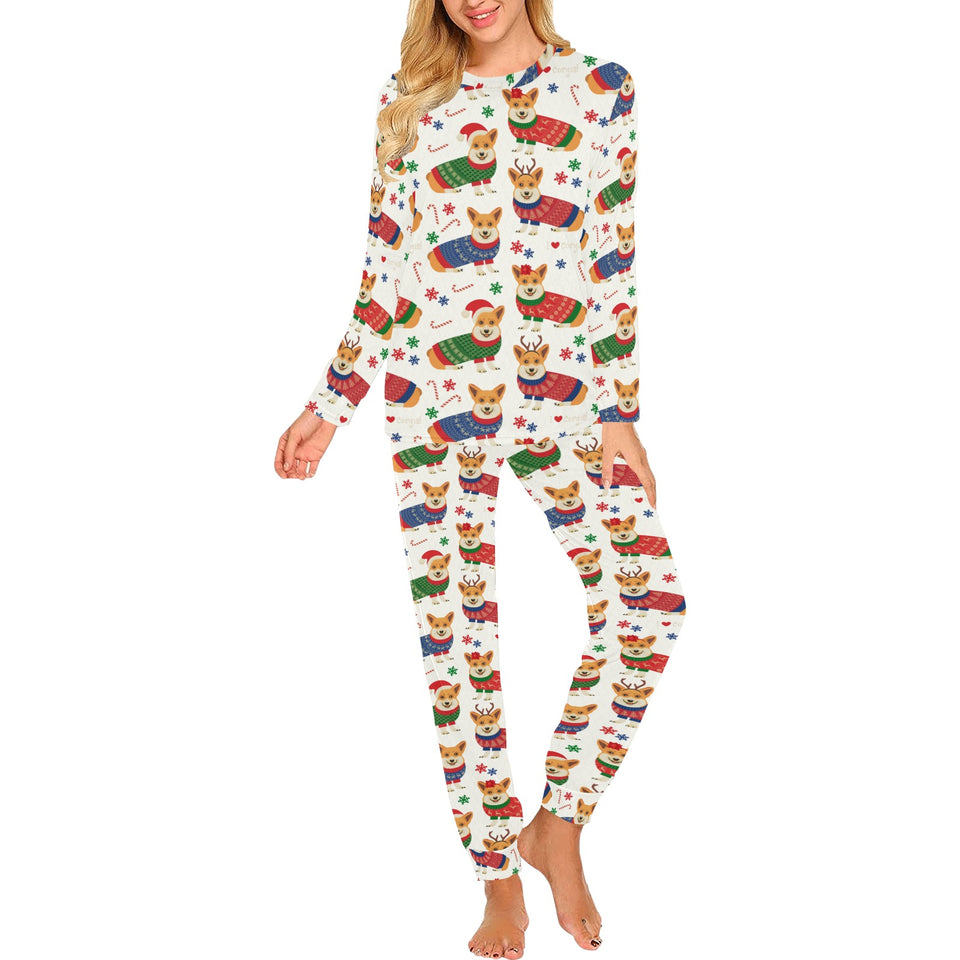 Corgi Christmas Pattern Women's All Over Print Pajama Set