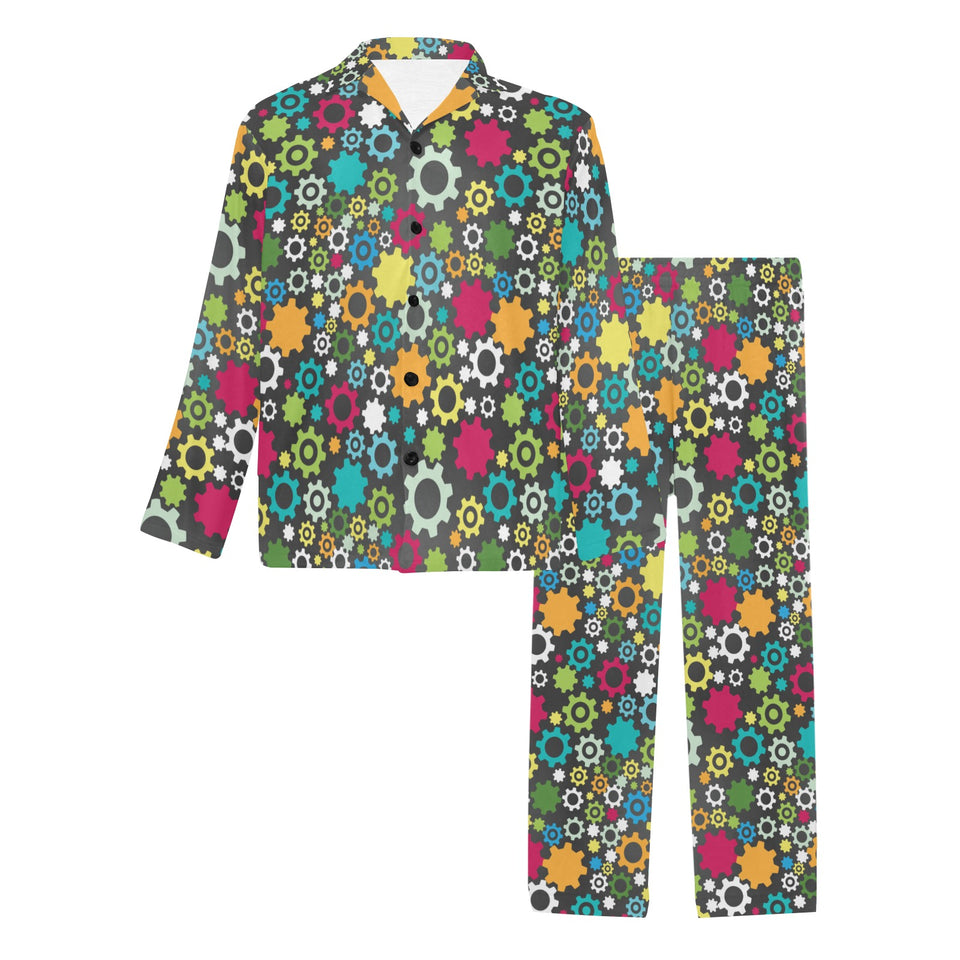 Gear Pattern Print Design 03 Men's Long Pajama Set